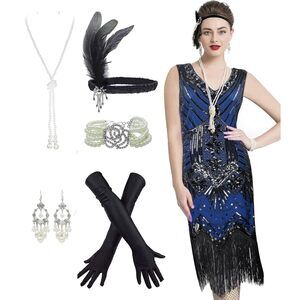 5144 Women's 1920s Flapper Fringe Beaded Great Gatsby Party